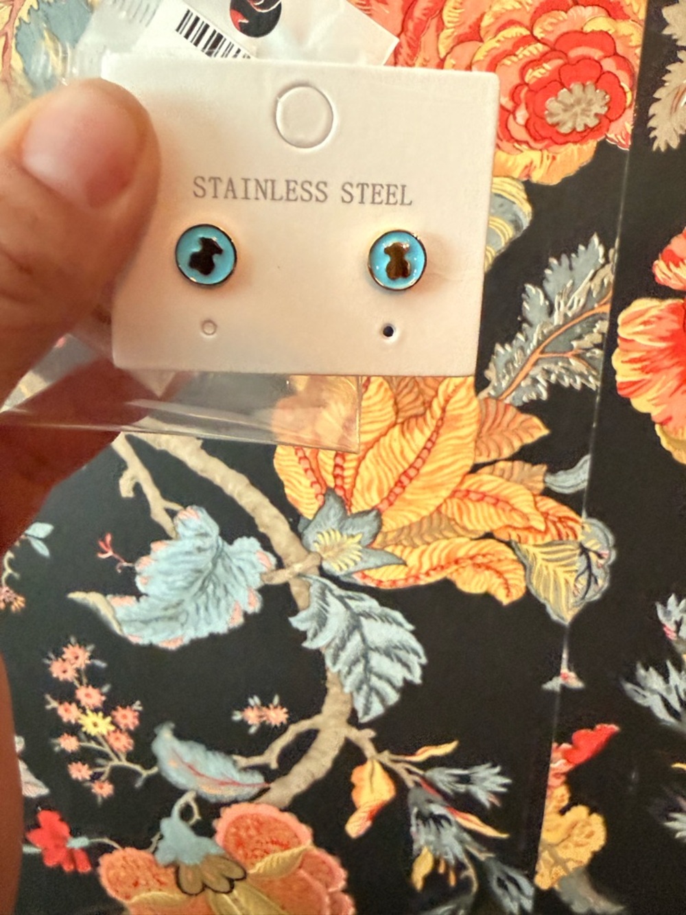 Turquoise Blue Bear Silhouette Stud Earrings